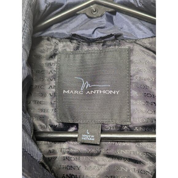 Marc Anthony Puffer Vest Jacket MENS SIZE LARGE navy full zip poly fill classic - Picture 2 of 13